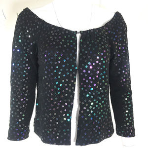 Sequin Shrug 3/4 Sleeve Cropped Cardigan Top NEW